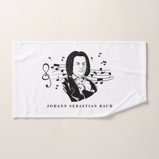 Johann Sebastian Bach Portrait / Bust met notities Handdoek (Handdoek)