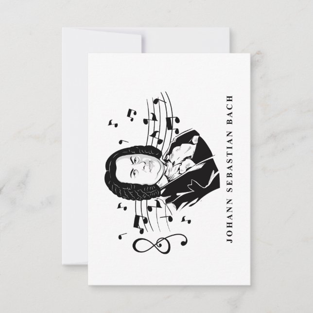 Johann Sebastian Bach Portrait en Bust met notitie (Voorkant)