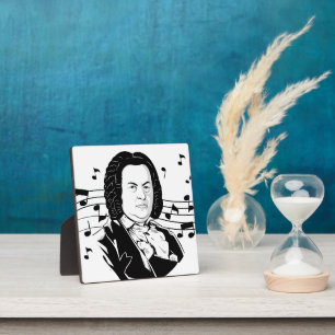 Johann Sebastian Bach Portrait en Bust met notitie Fotoplaat