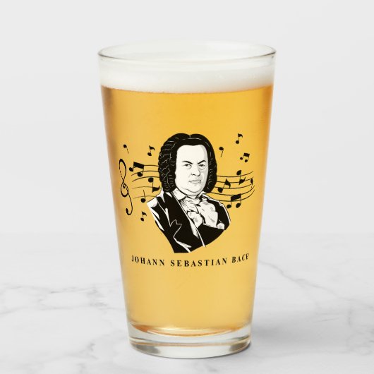 Johann Sebastian Bach Portrait en Bust met notitie Glas (Voorkant gevuld)