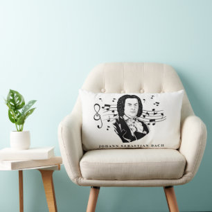 Johann Sebastian Bach Portrait en Bust met notitie Kussen