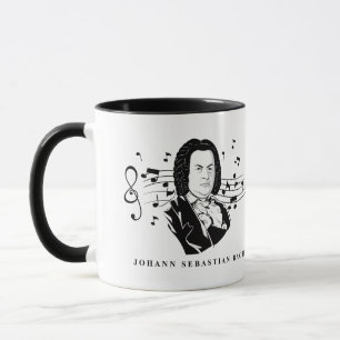 Johann Sebastian Bach Portrait en Bust met notitie Mok