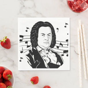 Johann Sebastian Bach Portrait en Bust met notitie Servet