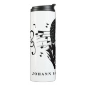 Johann Sebastian Bach Portrait en Bust met notitie Thermosbeker (Gedraaid links)