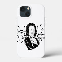 Johann Sebastian Bach Portret en Buste met Noten