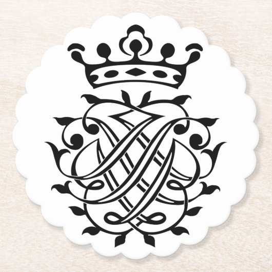 Johann Sebastian Bach Seal Crest Monogram Insignia Kartonnen Onderzetters (Voorkant)