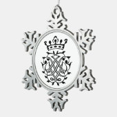 Johann Sebastian Bach Seal Crest Monogram Insignia Tin Sneeuwvlok Ornament (Rechts)