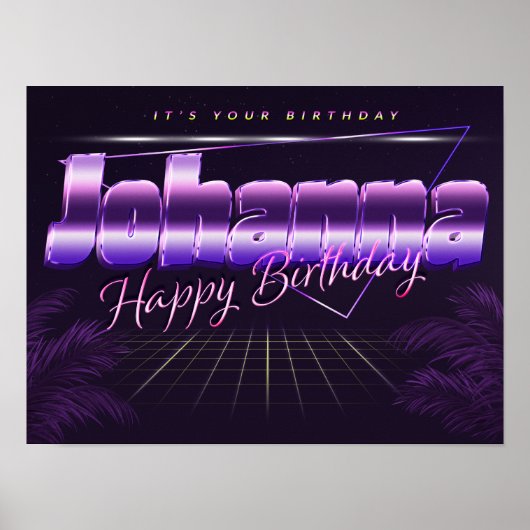 Johanna Name Vorname lila retro Poster Geburtstag (Devant)