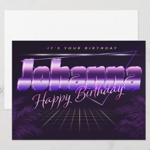 Johanna Nom Prénom carte rétro lilas Anniversaire