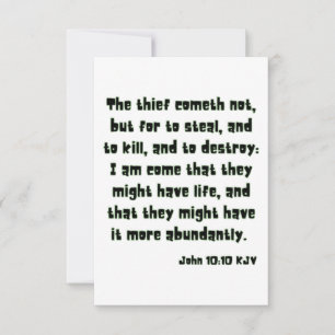Johannes 10:10 KJV Bijbel Schrift Groet Kaart
