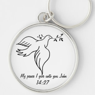Johannes 14:27 Bijbelvers Religie Christendom Duif Sleutelhanger