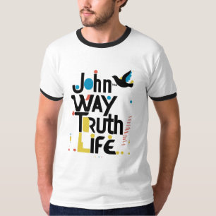 Johannes 14:6 Gestileerde Dove 60s Pop Art T-shirt