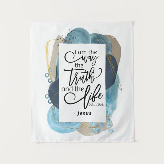 Johannes 14:6 Ik ben de Weg Waarheid Leven Christe Wandkleed (Voorkant)