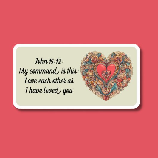 Johannes 15:12 Bijbelvers Waterdicht Sticker