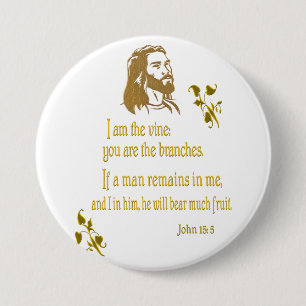johannes 15:5 geschenken ronde button 7,6 cm