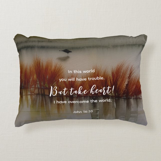 Johannes 16:33 Ik heb Overwonnen Bijbelvers Christ Accent Kussen (Voorkant)