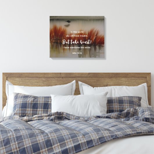 Johannes 16:33 Ik heb Overwonnen Bijbelvers Christ Canvas Afdruk (Insitu (Slaapkamer))