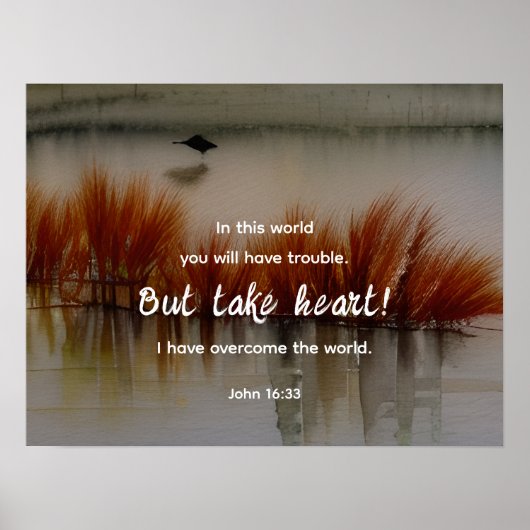 Johannes 16:33 Ik heb Overwonnen Bijbelvers Christ Poster (Voorkant)