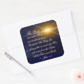 Johannes 1:14 Wij hebben Zijn heerlijkheid, Bijbel Vierkante Sticker (Envelop)