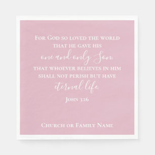 Johannes 3:16 Aangepaste tekst Roze Christelijk Servet