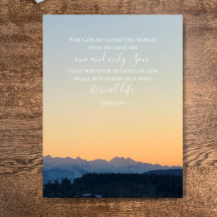 Johannes 3:16 Aangepaste tekst Zwitserse Alpen O Briefkaart