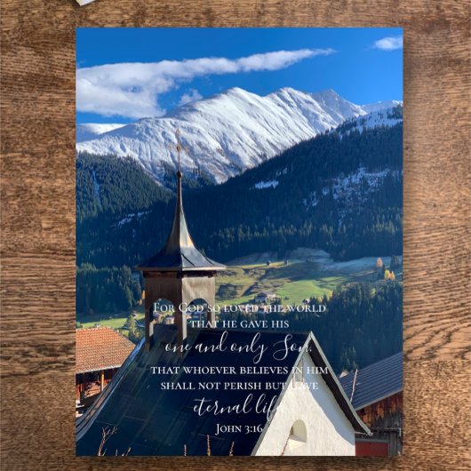 Johannes 3:16 Aangepaste tekst | Zwitserse Alpen O Briefkaart
