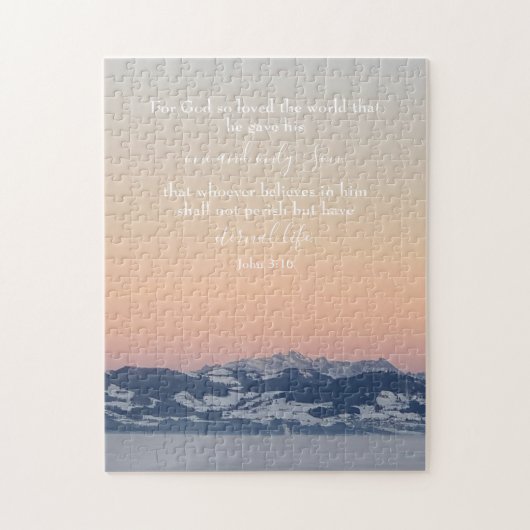 Johannes 3:16 Aangepaste tekst | Zwitserse Alpen O Legpuzzel (Verticaal)