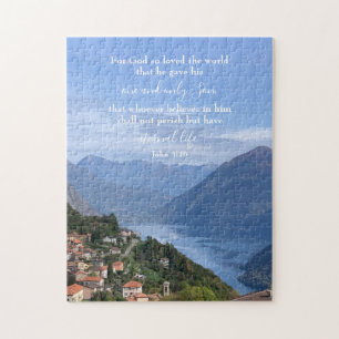 Johannes 3:16 Aangepaste tekst   Zwitserse Alpen O Legpuzzel