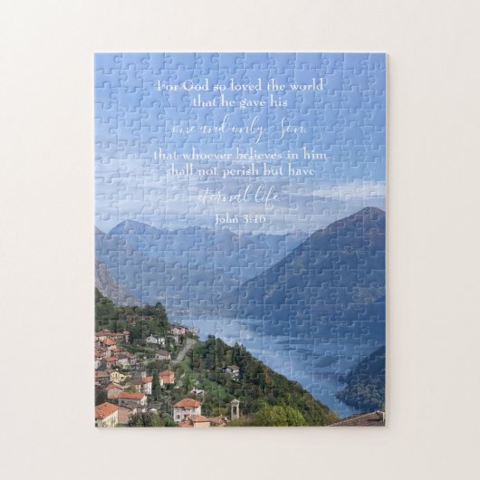 Johannes 3:16 Aangepaste tekst | Zwitserse Alpen O Legpuzzel (Verticaal)