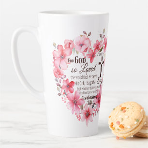 Johannes 3:16 Bloemhart Bijbelvers Latte Mok