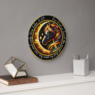 Johannes 3:16 Christelijk zwart-wit paardenhoofd Grote Klok