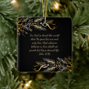 Johannes 3:16 Gepersonaliseerde Schrift Kerstgesch Keramisch Ornament