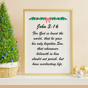 Johannes 3:16 God heeft de kerstkrans zo liefgehad Poster