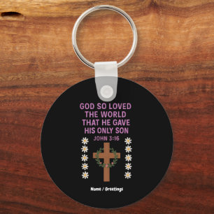 Johannes 3:16 God heeft Zijn enige Zoon het Christ Sleutelhanger
