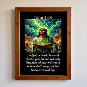 Johannes 3:16 Jezus Heilige Bijbel Apocalyps Bliks Poster