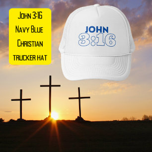 Johannes 3:16 Marine Blauw Christelijk Pet