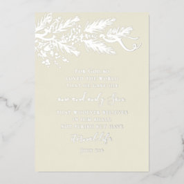 Johannes 3:16 Moderne Pijnboom Foto Christelijk Ke Folie Feestdagenkaart