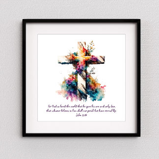 Johannes 3:16 Schrift Cross Christelijke Bijbelver Poster