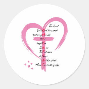 Johannes 3:16 Want God had de wereld zo lief, Vale Ronde Sticker