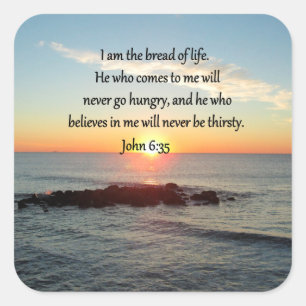 JOHANNES 6:35 SUNRISE FOTOONTWERP VIERKANTE STICKER