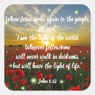 Johannes 8:12 Bijbelvers Christelijke Schrift Stic Vierkante Sticker