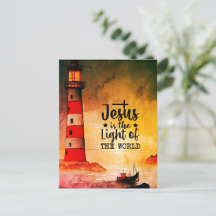 Johannes 8 Jezus is het licht van de vuurtoren van Briefkaart