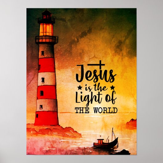Johannes 8 Jezus is het licht van de vuurtoren van Poster (Voorkant)