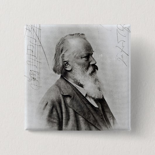 Johannes Brahms Vierkante Button 5,1 Cm (Voorkant)