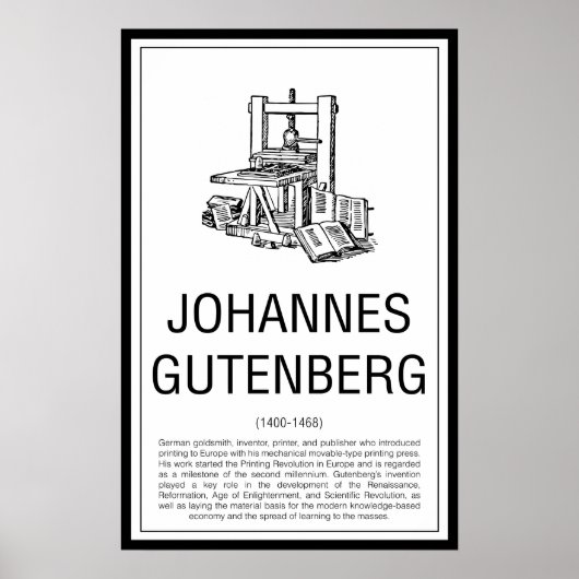 Johannes Gutenberg Poster (Voorkant)