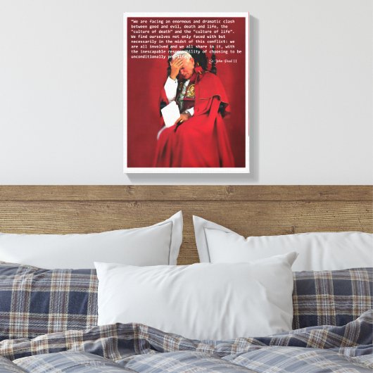 Johannes Paulus II over het leven. Canvas Afdruk (Insitu (Slaapkamer))