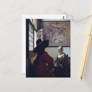 Johannes Vermeer, agent en lachend meisje Briefkaart