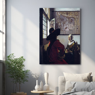 Johannes Vermeer, agent en lachend meisje Foto Afdruk