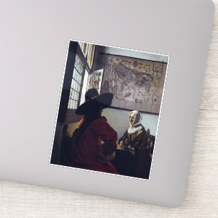 Johannes Vermeer, agent en lachend meisje Sticker