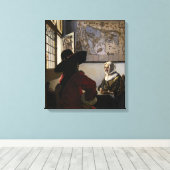 Johannes Vermeer - Agent met een Laughing Girl Canvas Afdruk (Insitu (Houten vloer))